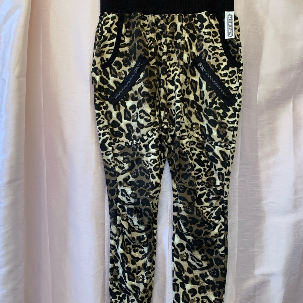 URBAN GROOVE Womens Leopard Zipper Detail Harem Joggers